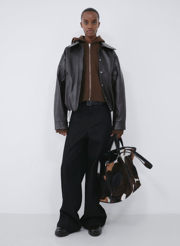 Bomber short leather | dark brown – KASSL Editions