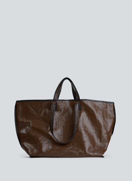 Brown leather bag with wool 2024