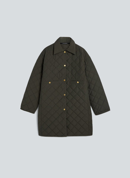 Blouson jacket long taffeta dark green KASSL Editions