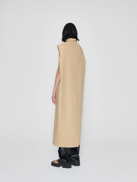 Sleeveless blazer long trench + slit | beige – KASSL Editions