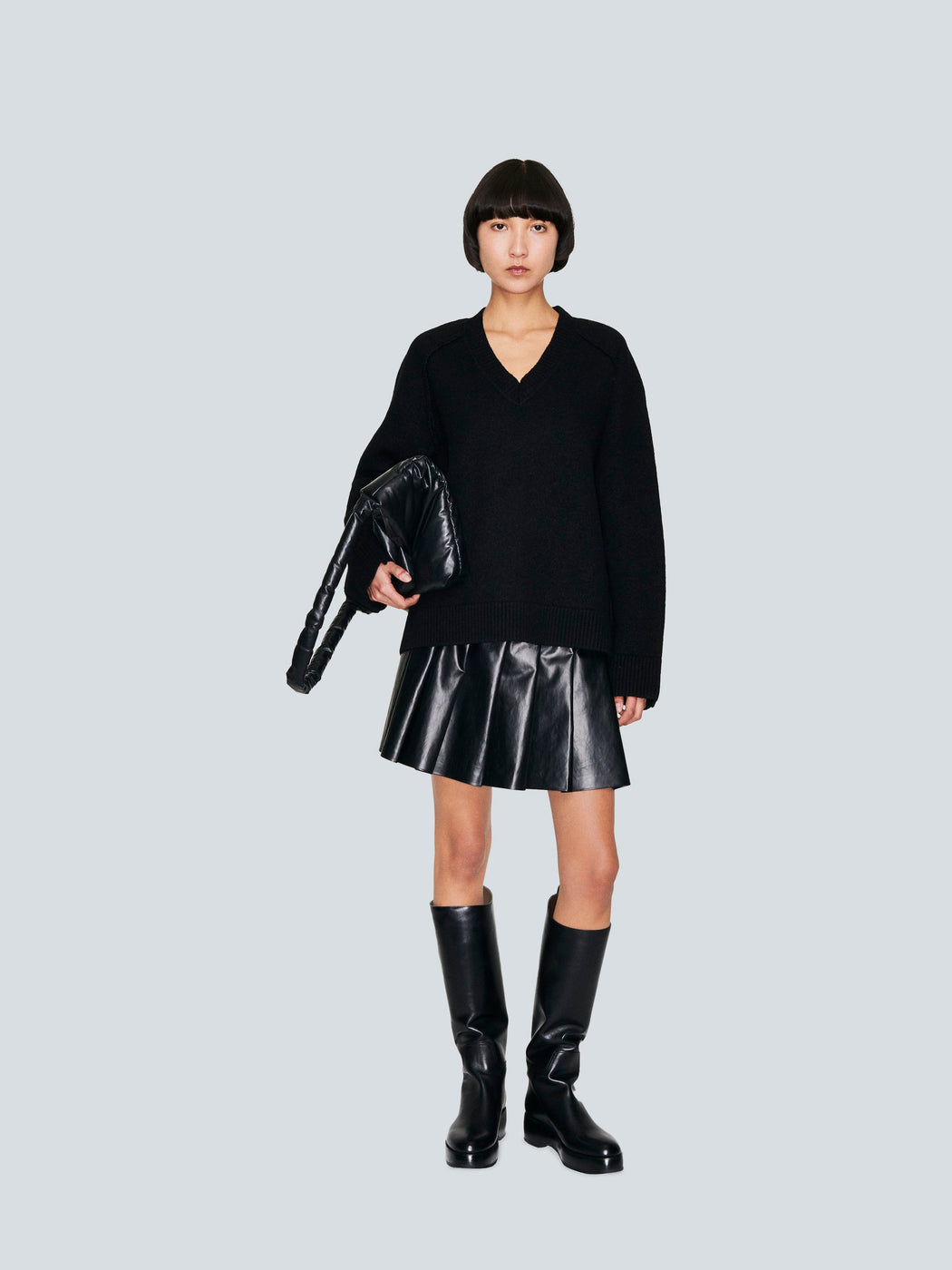 Pleated skirt short oil  black – KASSL Editions