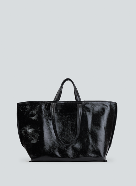 Tote lacquer wool | grey / oil black – KASSL Editions